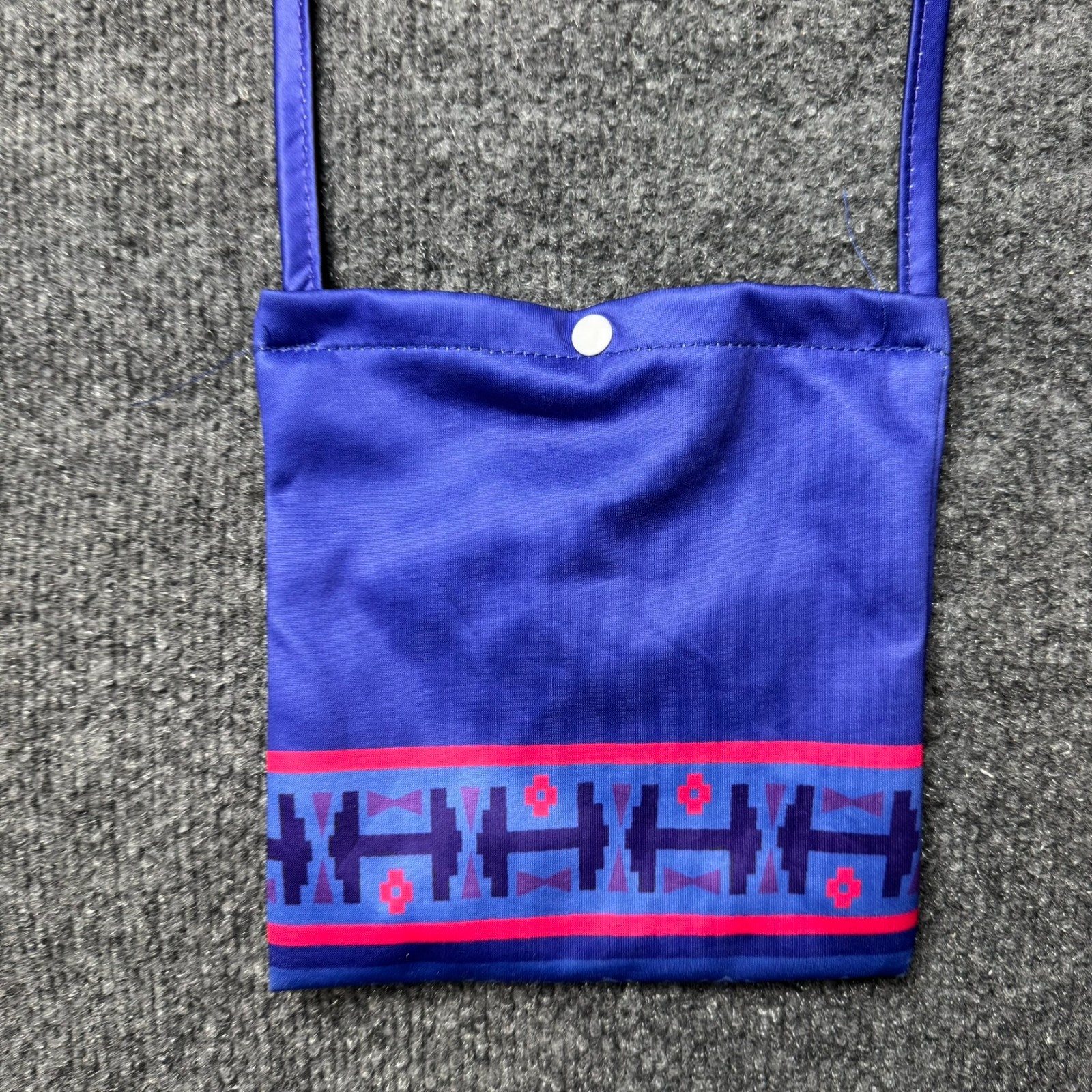 Men Pendleton Blue Geometric Aztec Print Small Crossbody Passport Snap Pouch BAG