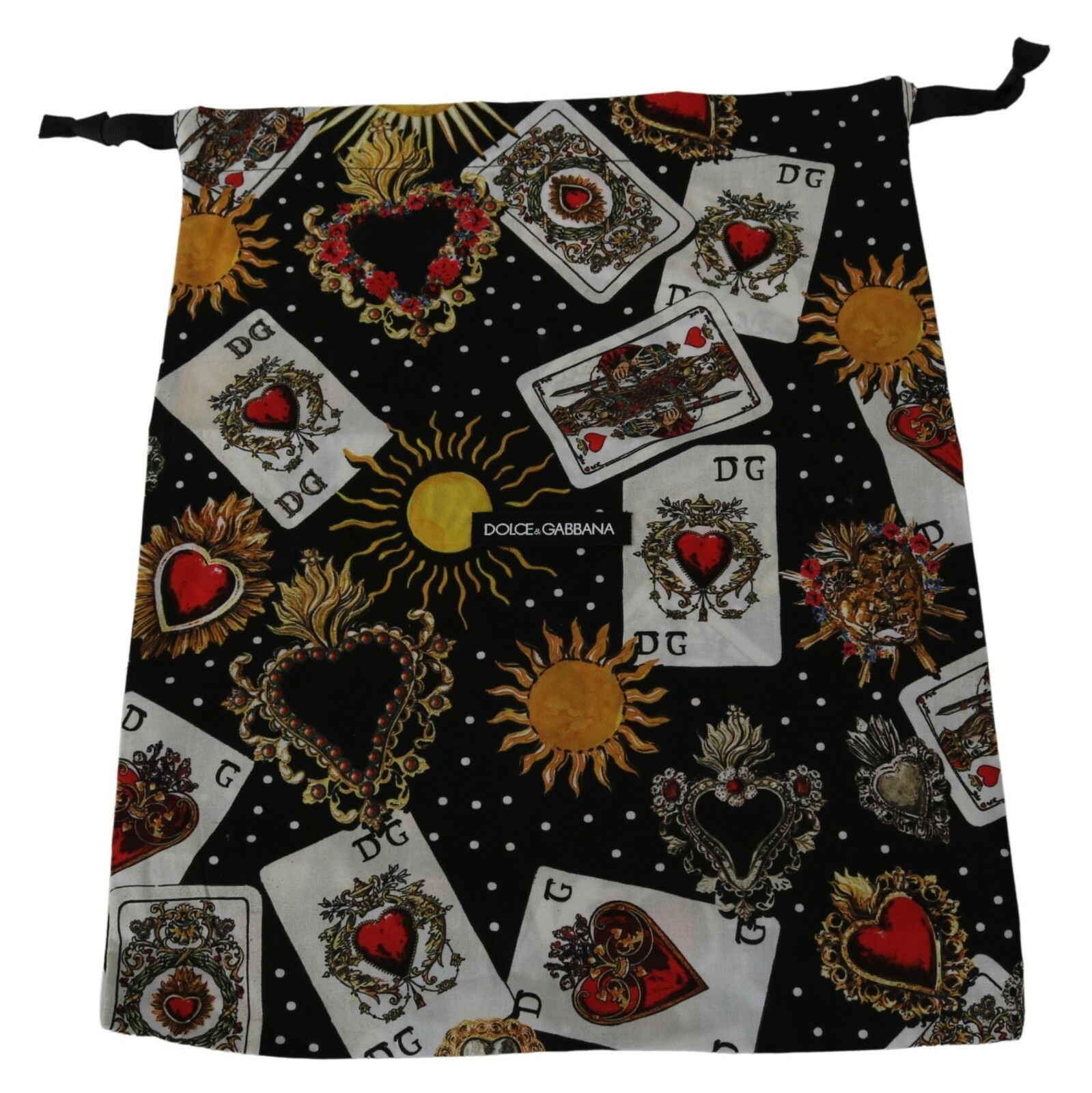 DOLCE & GABBANA Dustbag Cover Bag Black Card Heart Deck Shoebag 38cm x 30cm