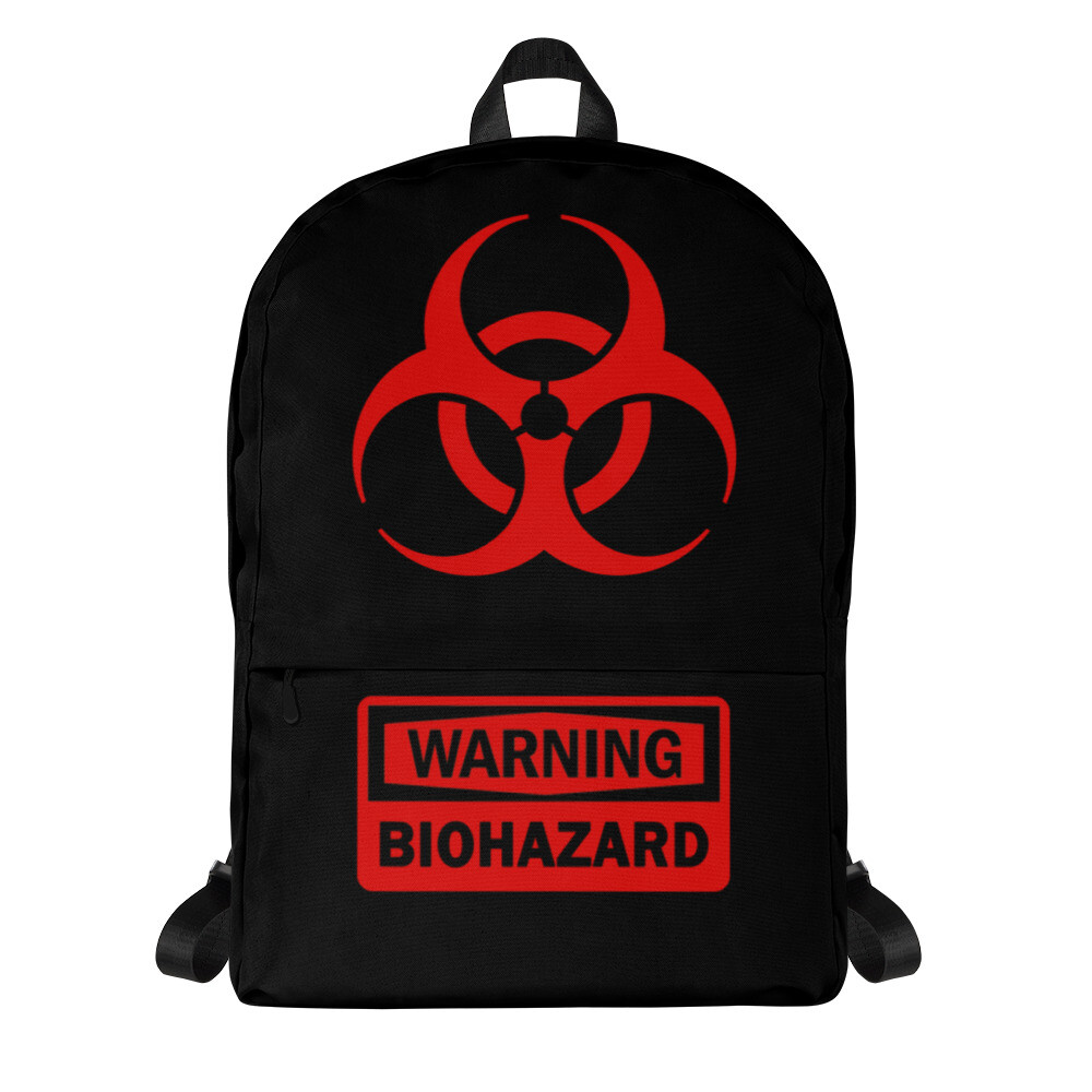 Red Bio Hazard Symbol Warning Sign Backpack School Bag