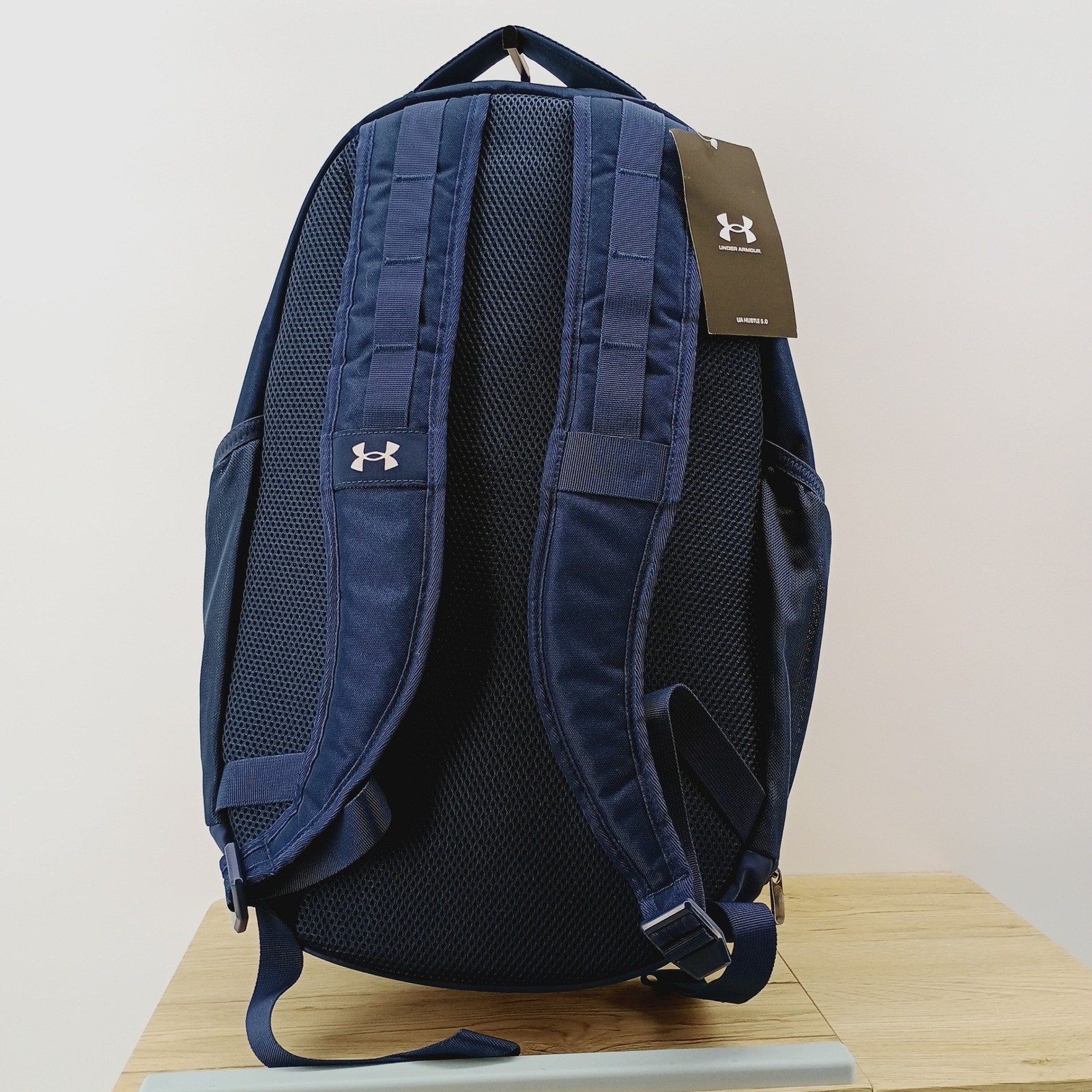 Under Armour Hustle 5.0 Backpack Navy Blue UA Storm Laptop Bag 1361176-408 OSFA