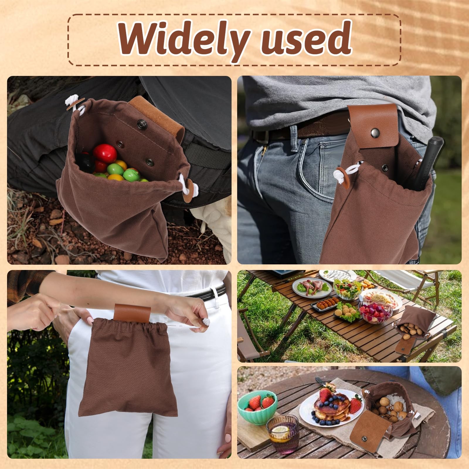 Foraging Pouch Leather Canvas Collapsible Bag Water Resistant Outdoor Camping US