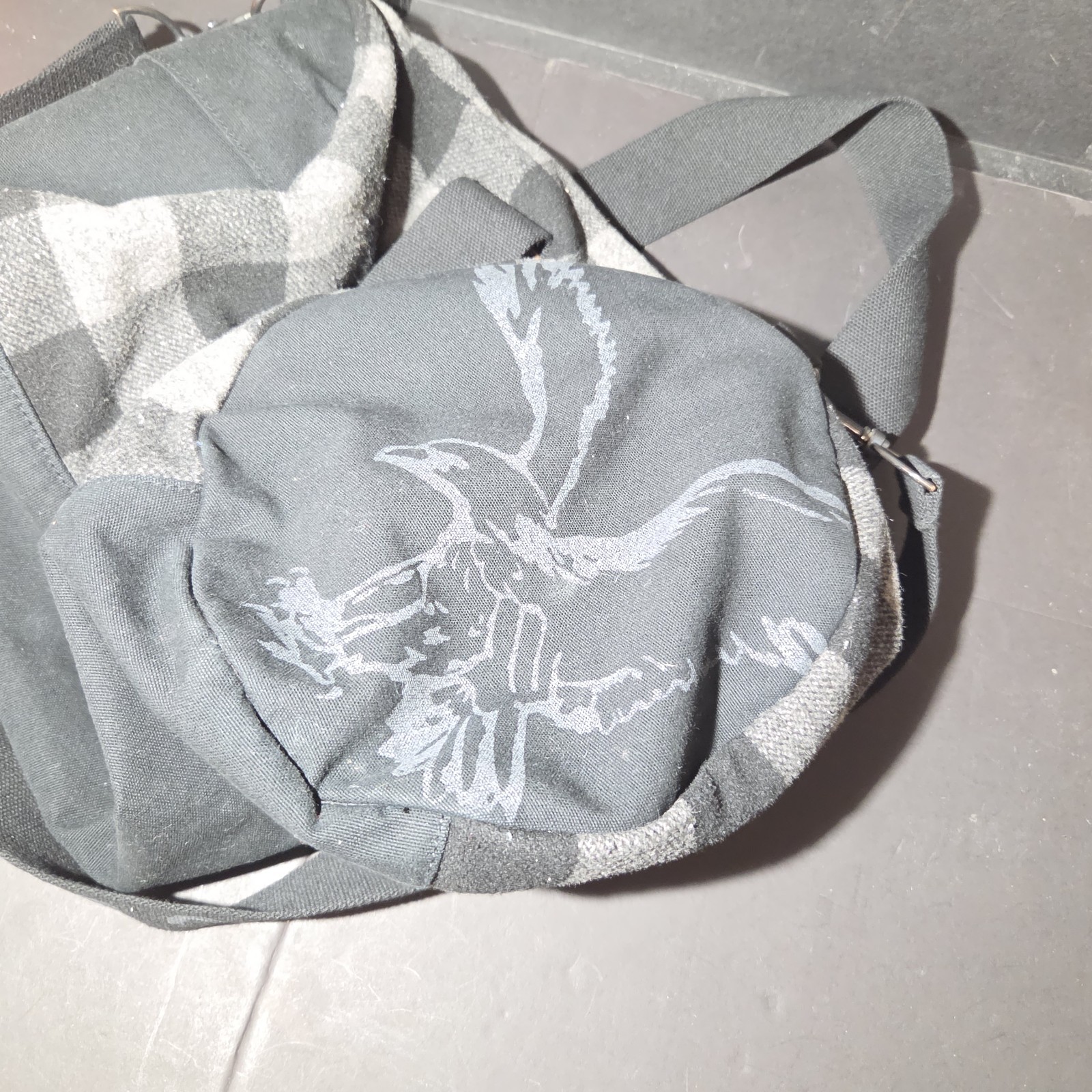 American Eagle Outfitters Black and Gray Plaid Flannel Weekender Duffle Bag AEO
