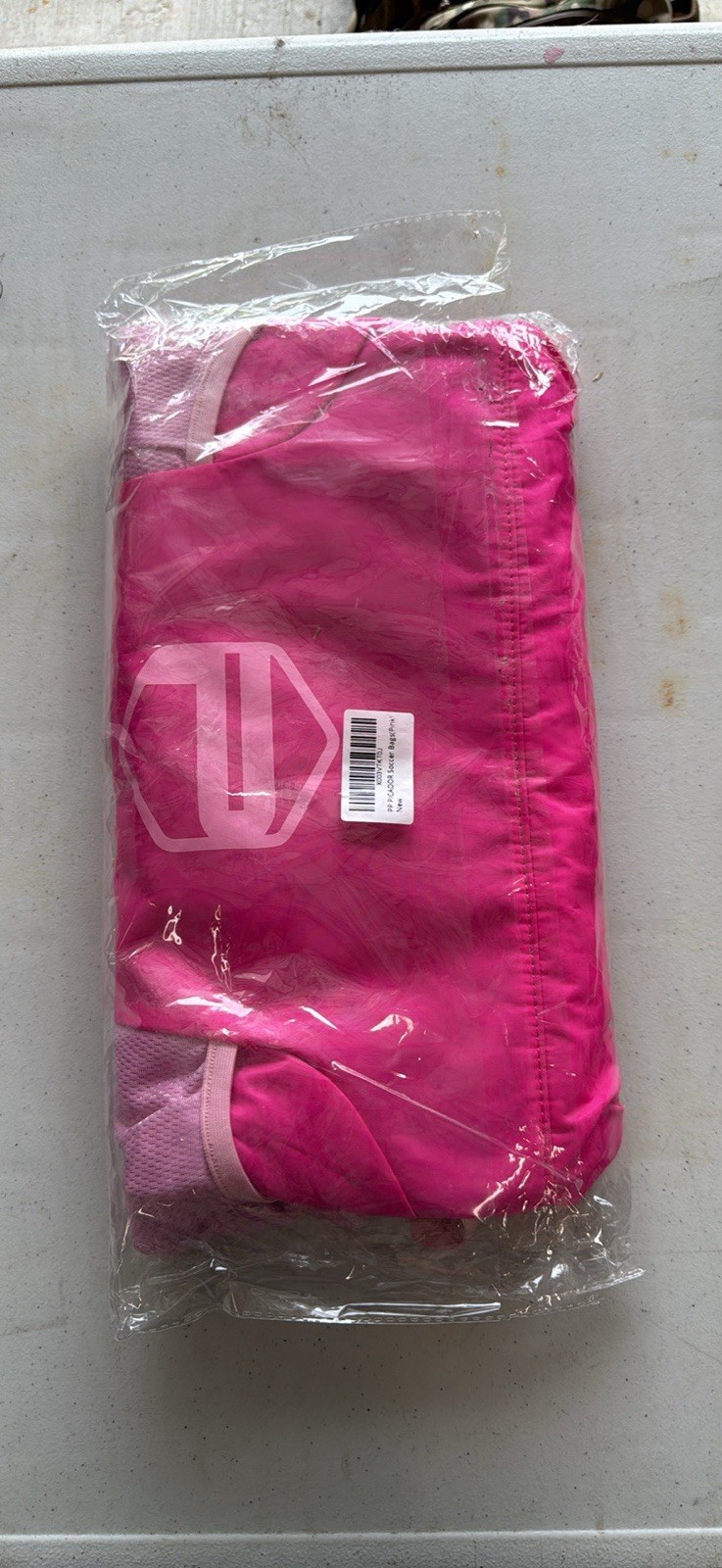 Pink Sports Drawstring Backpack w/ Front Zipper Pocket, Mesh Bottle Pockets