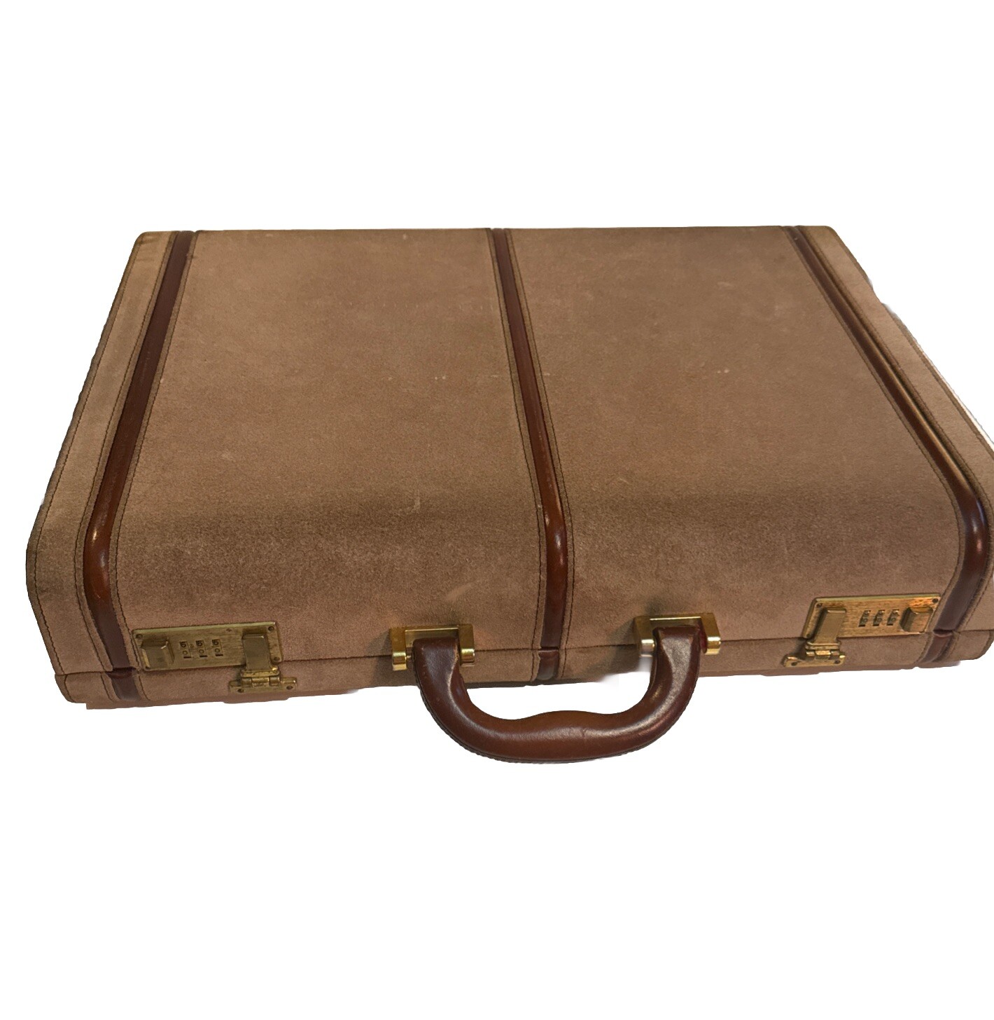 Vintage Brown/gray Suede Leather Briefcase by Michael Scott Made In ITALY