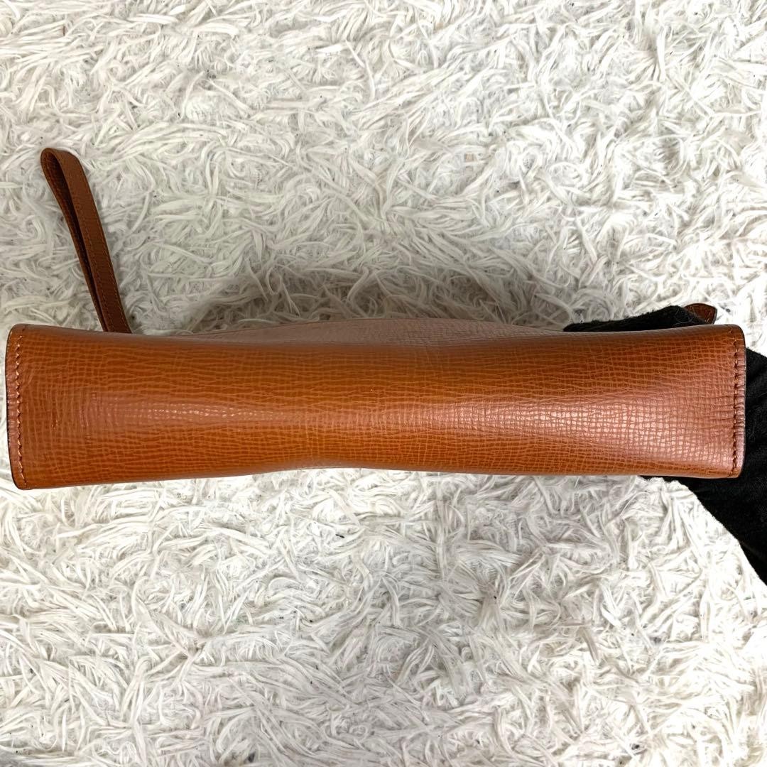 Authentic Burberry Leather Clutch Bag Brown 18cm x 25cm with Strap, Slight Wear