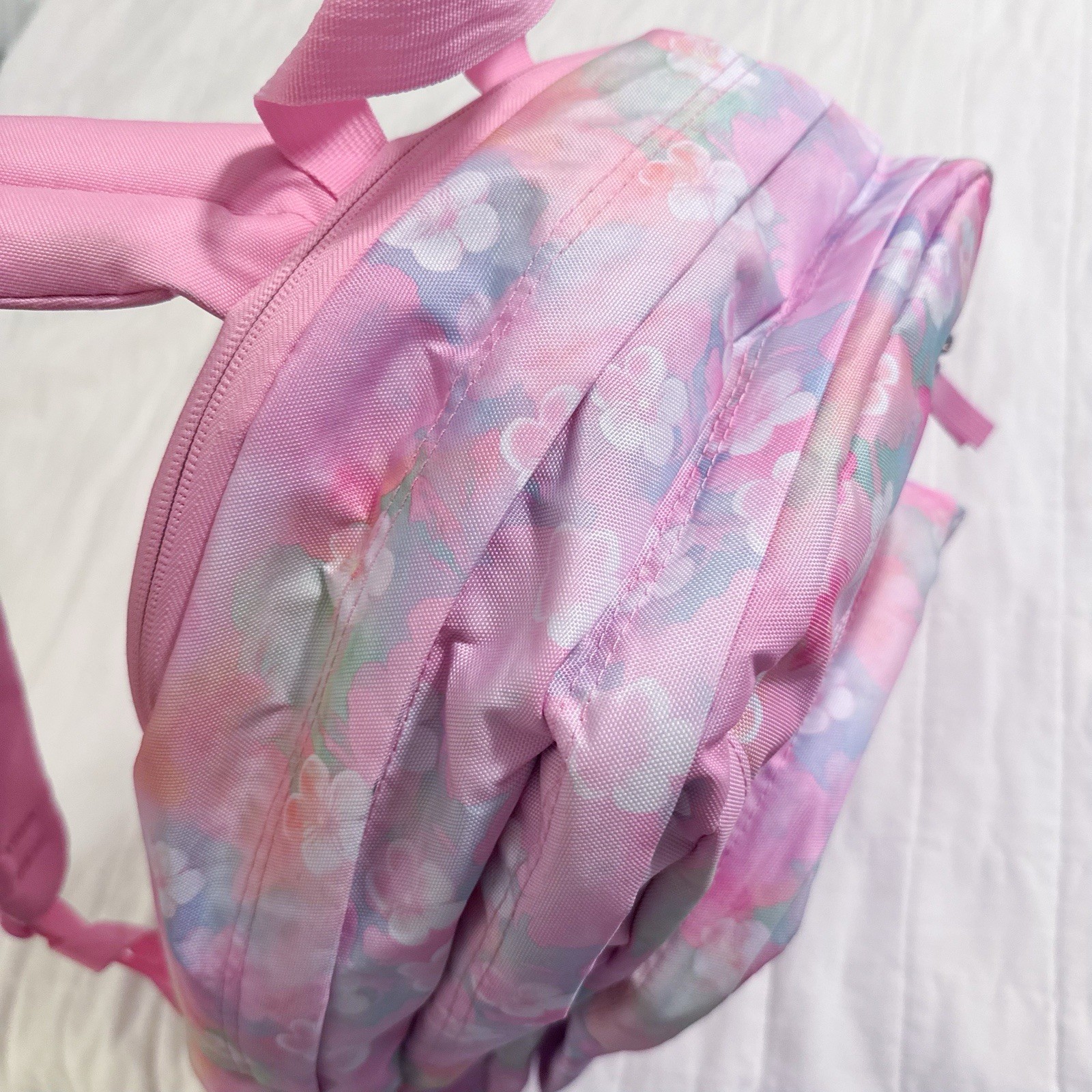 JanSport Big Student Backpack Neon Daisy Floral Print Pink