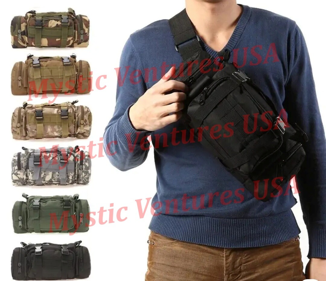 Tactical Military Chest Fanny Shoulder Waist Bag Camo Hunting Molle Camping Pack