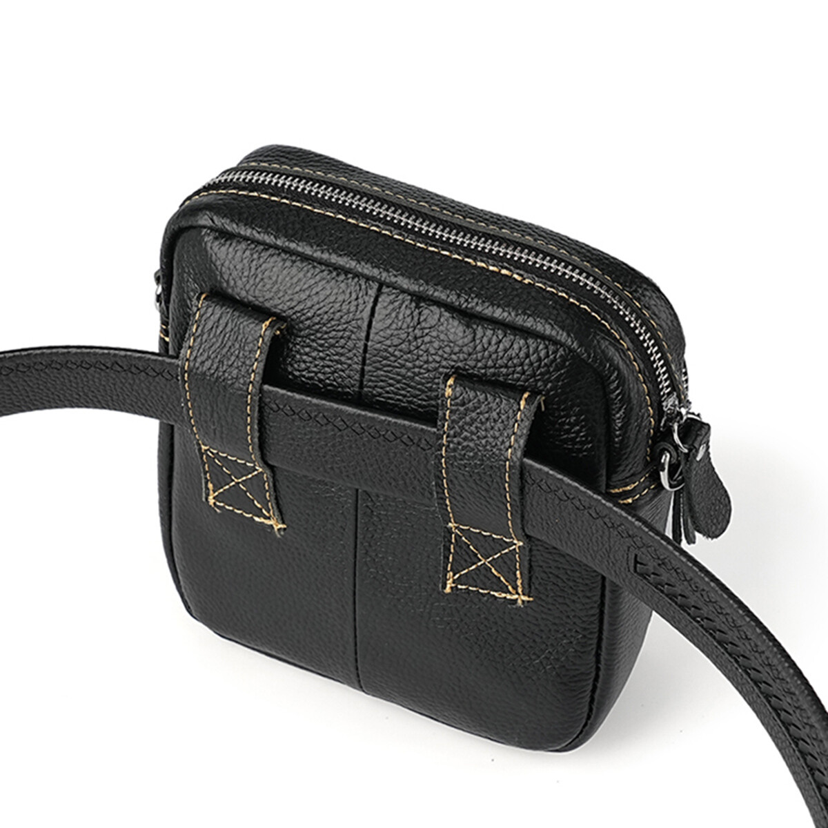 Genuine Leather Men’s Crossbody Bags Purse Business Small Waist Bag Shoulder Bag