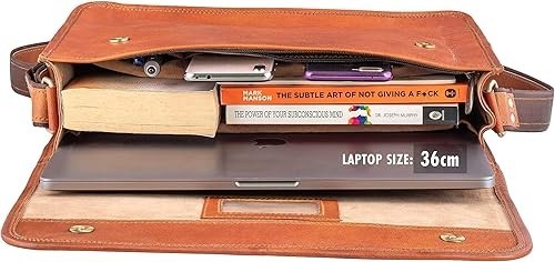 Men’s Brown Leather Laptop Bag | Vintage Genuine Leather Messenger Satchel