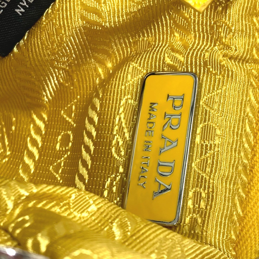 PRADA 2TT140 triangular plate Re Nylon Key ring with neck strap Pouch Unused