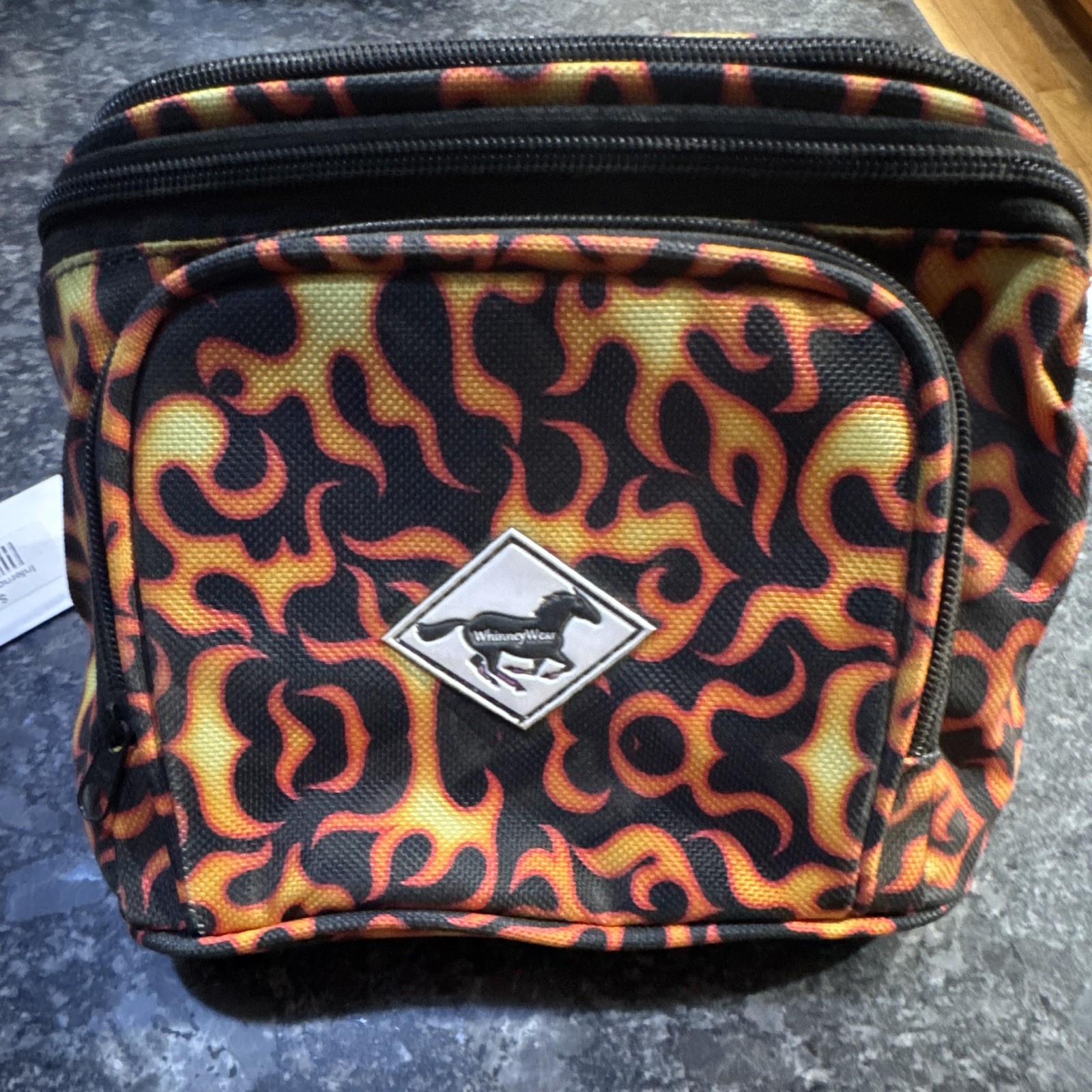 WhinneyWear Inferno Print Clear Front Belt Bag Zip Adjustable pommel pack