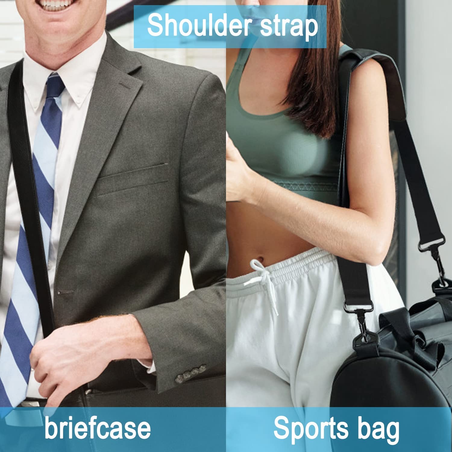 56 Inch Adjustable Shoulder Bag Strap Luggage Duffel Bag Strap with Metal Hook