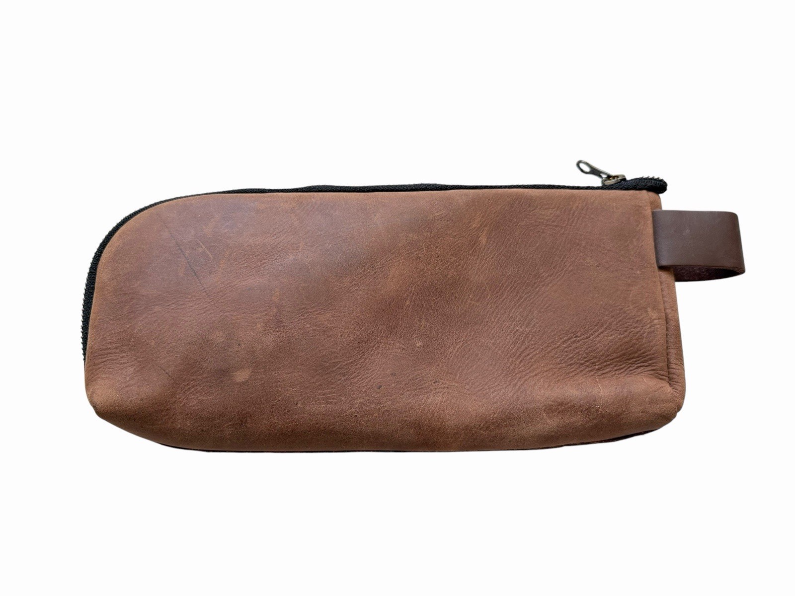 Hide And Drink Full Grain Leather Zip Up Pouch 11″ x 5″ Nice Solid Condition!
