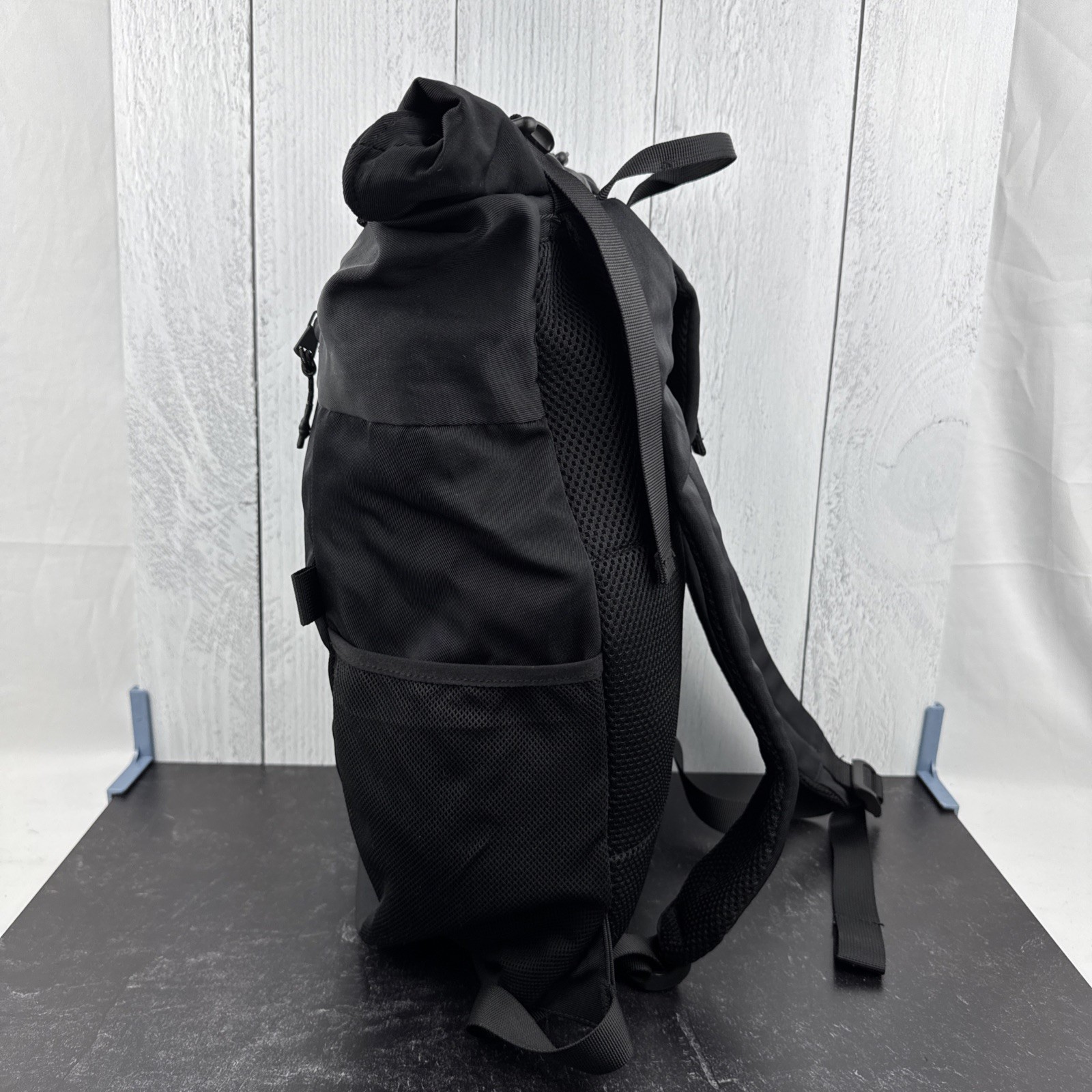 Fabletics The Only Backpack Black Roll Top Laptop Travel Commuter Gym Bag