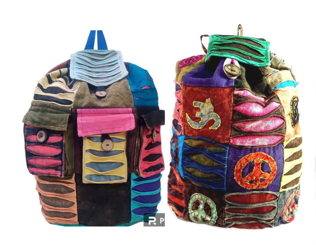 5pc BackPack Style College Cotton Jacquard Indian Ethnic Shoulder Bag Assorted