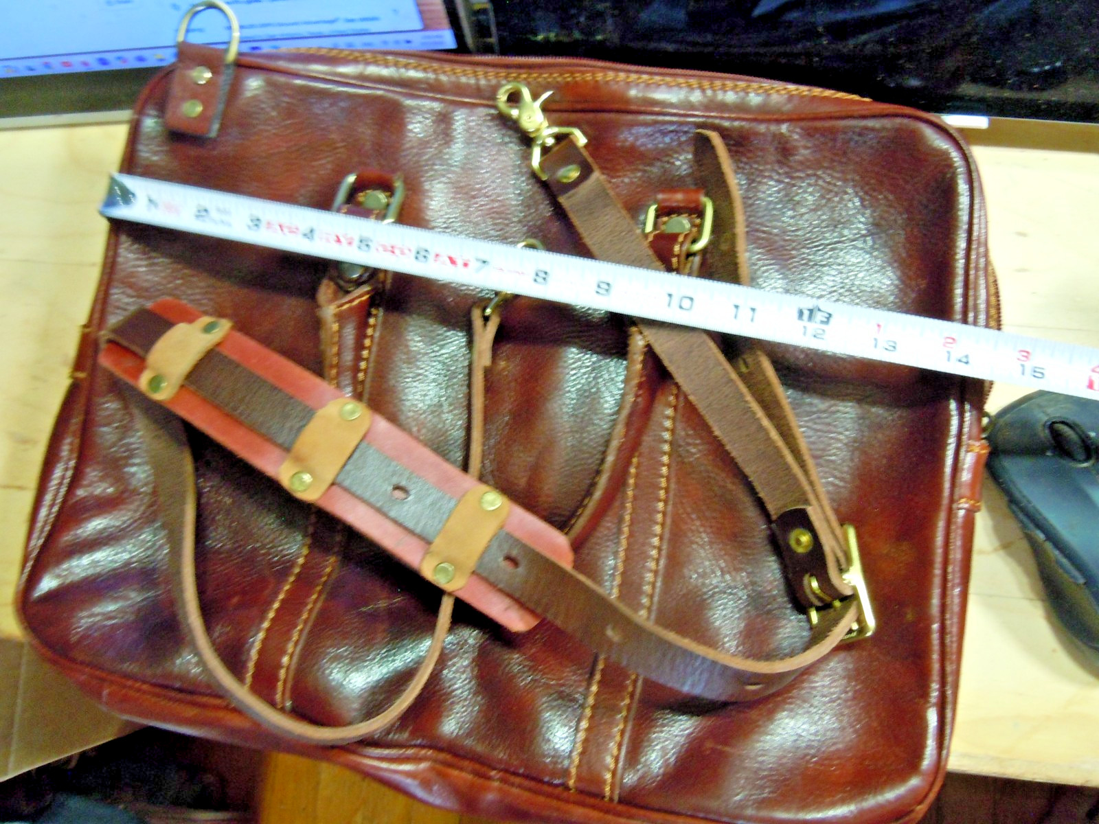 Auth BOSCA Old Leather’ STRINGER U2 BAG Messenger/Briefcase
