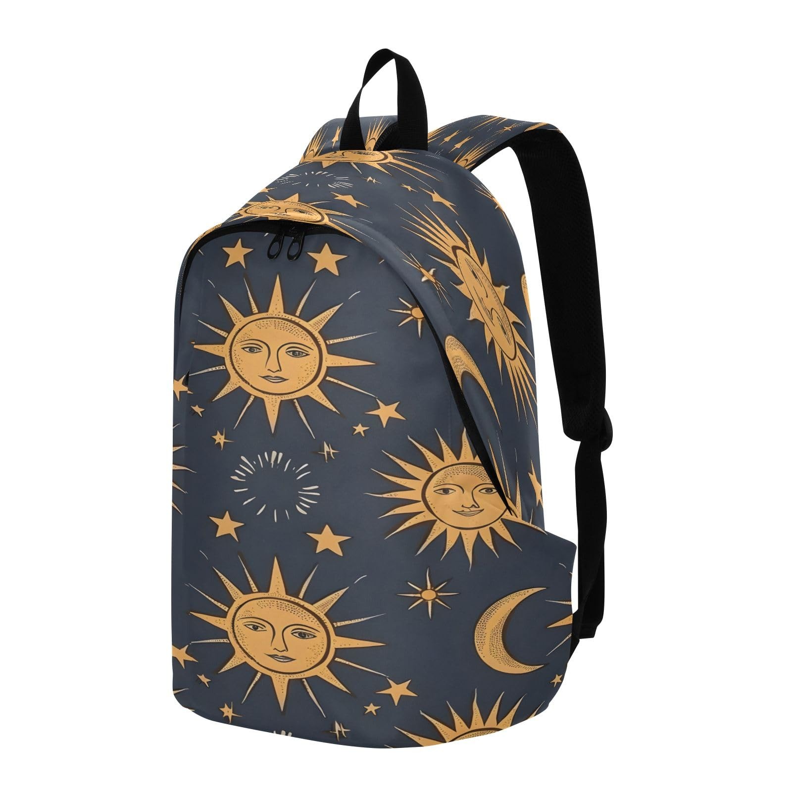Sun Moon and Stars in A Seamless Pattern Design Travel Backpack for Women Men…