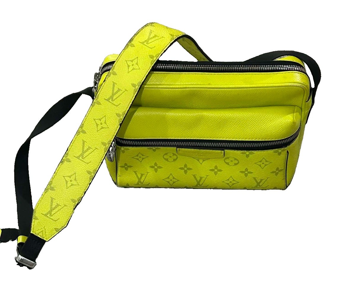 Louis Vuitton Taiga Outdoor Messenger Monogram Lime Yellow Bag Authentic