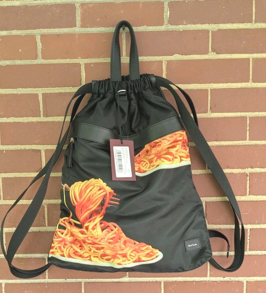 Paul Smith 50th Anniversary Collection Spaghetti Bag/Backpack w/Tag Black Orange