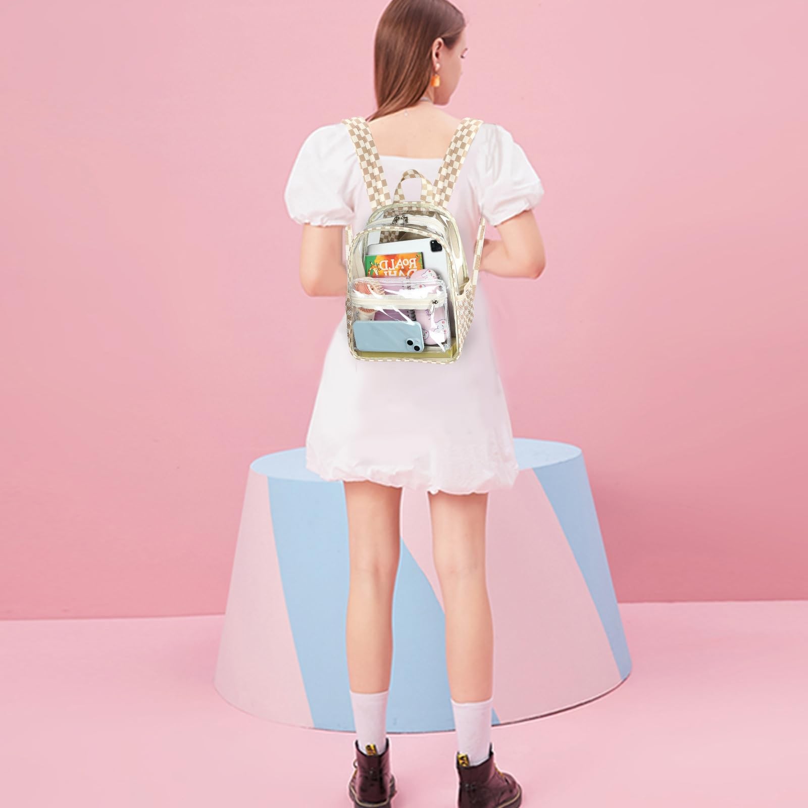 Clear Mini Backpack for Stadium Events 12x12x6 Small Transparent Bag