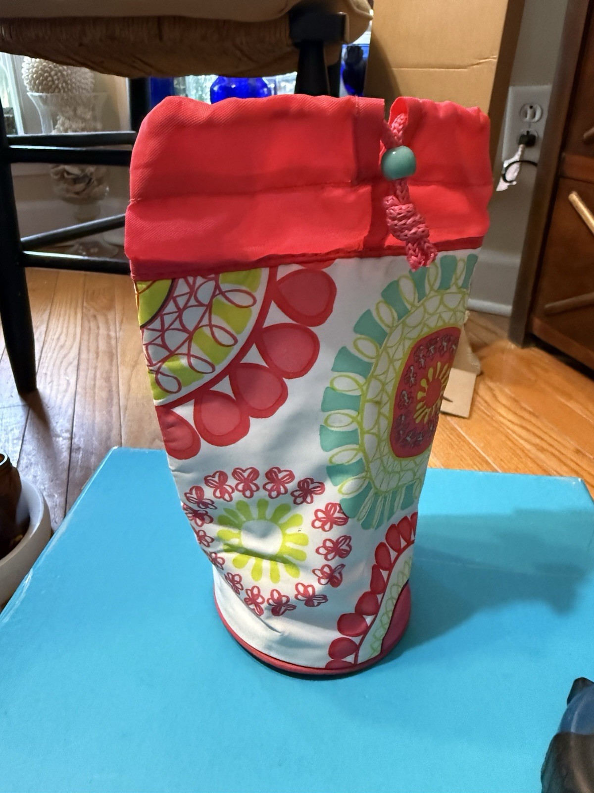 Insulated Drawstring Top Bag From 31 Measures 6-1/2” Tall 3-1/2” Across Inside