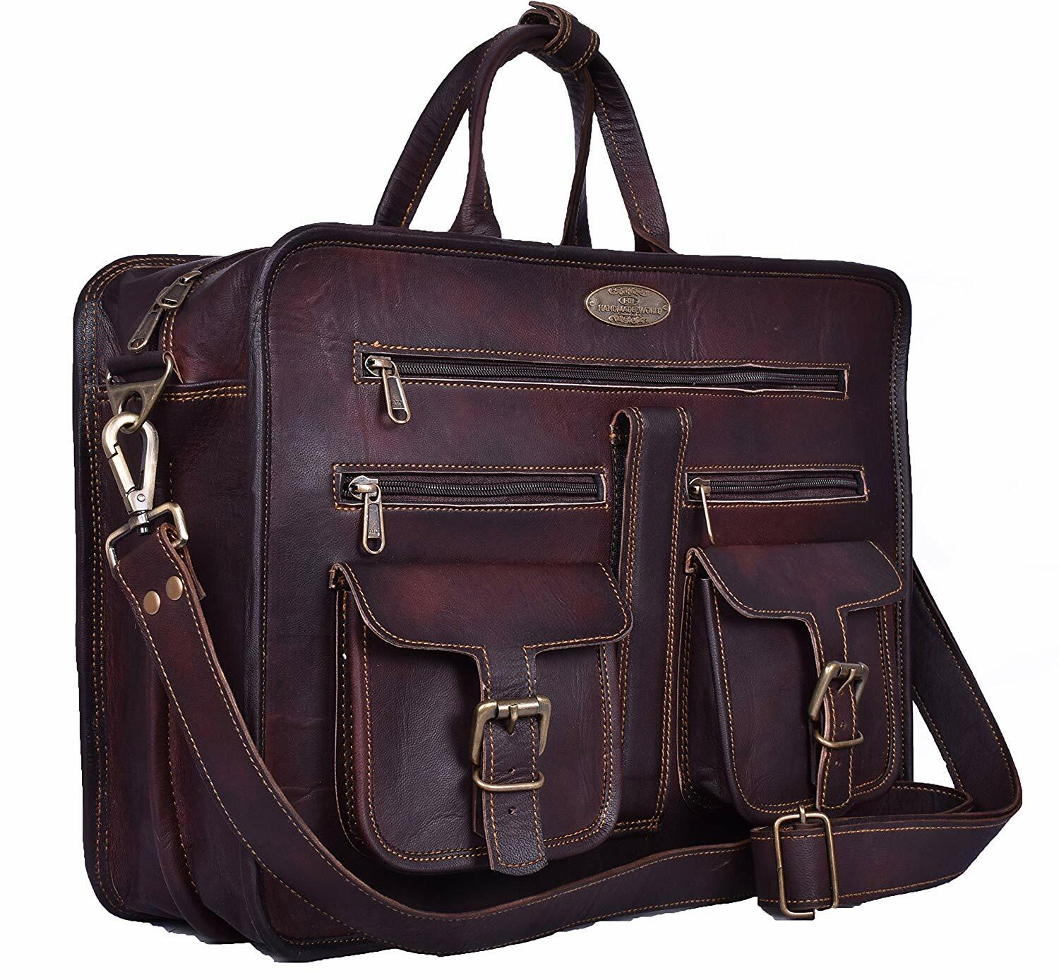 Men’s Vintage Leather Messenger Laptop Handbag Office Briefcase Shoulder Bag