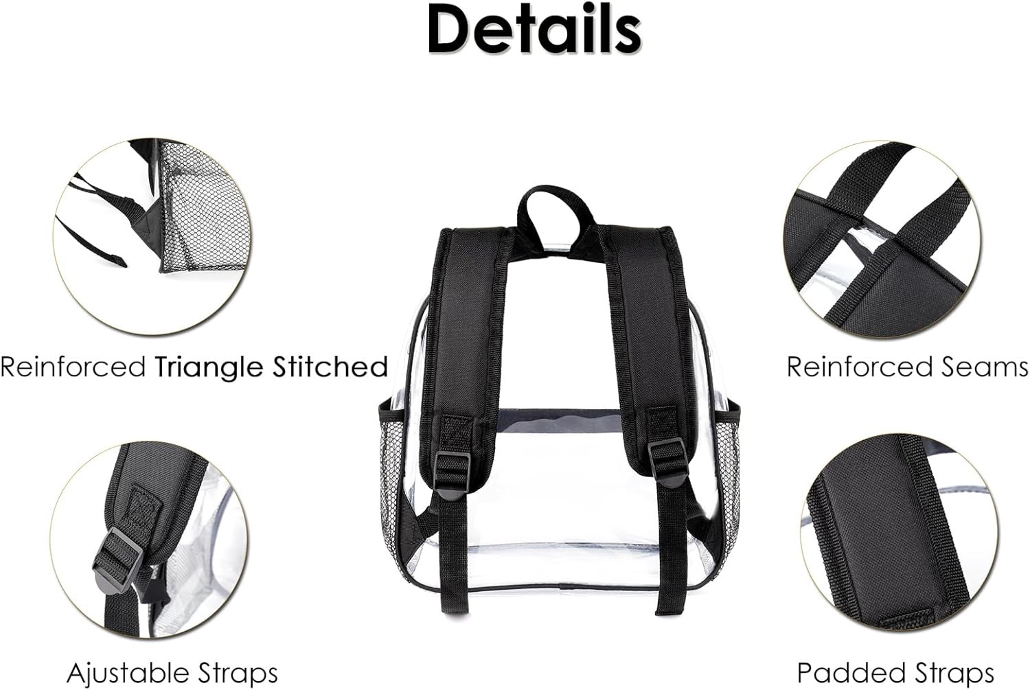 Stadium Approved Clear Backpack 12x6x12 – Mini Clear Bag for Stadium Events, Spo