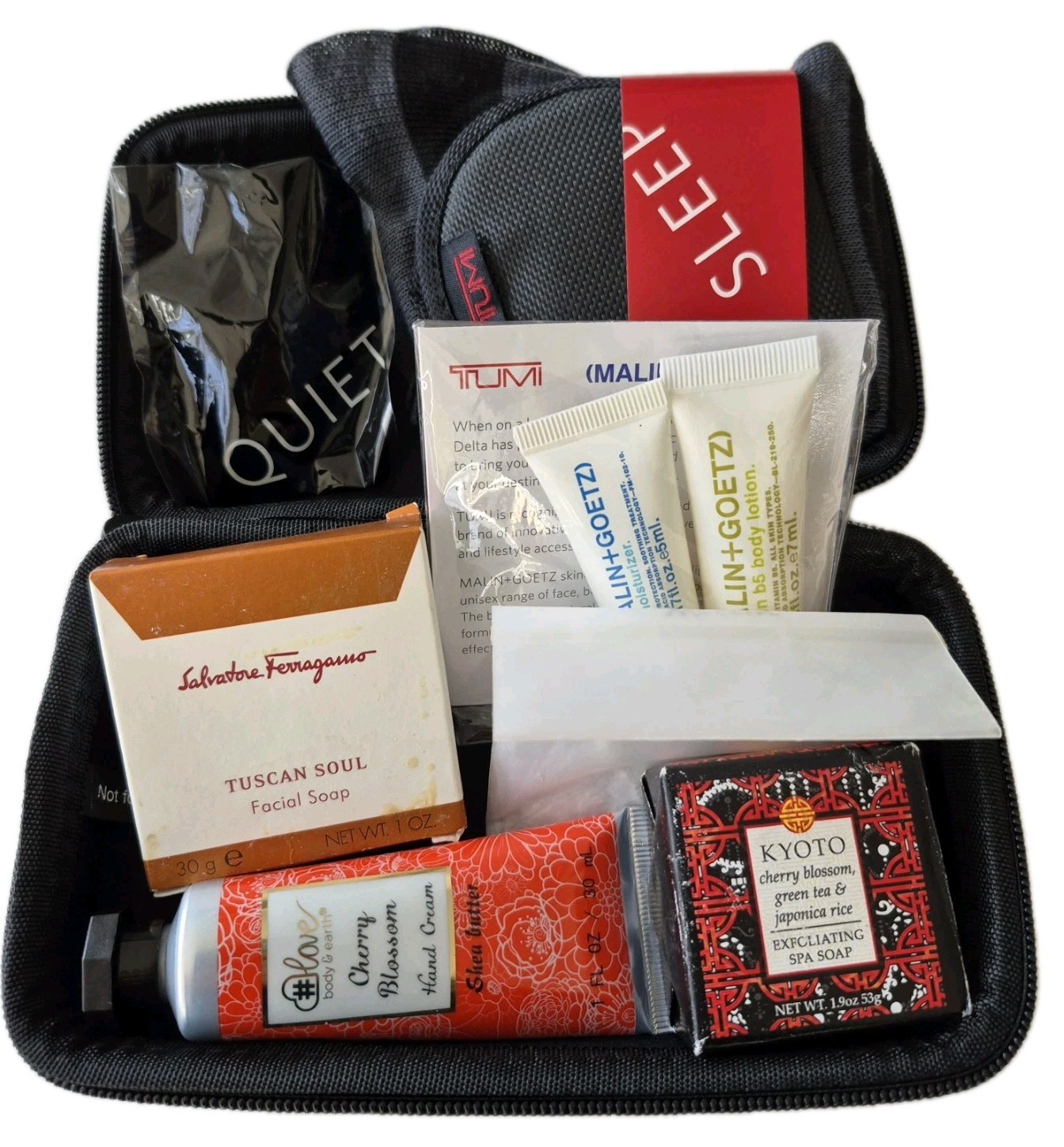 Tumi Delta Accessory Hard Shell Zip Case Black Eye Mask Upgraded Travel Items