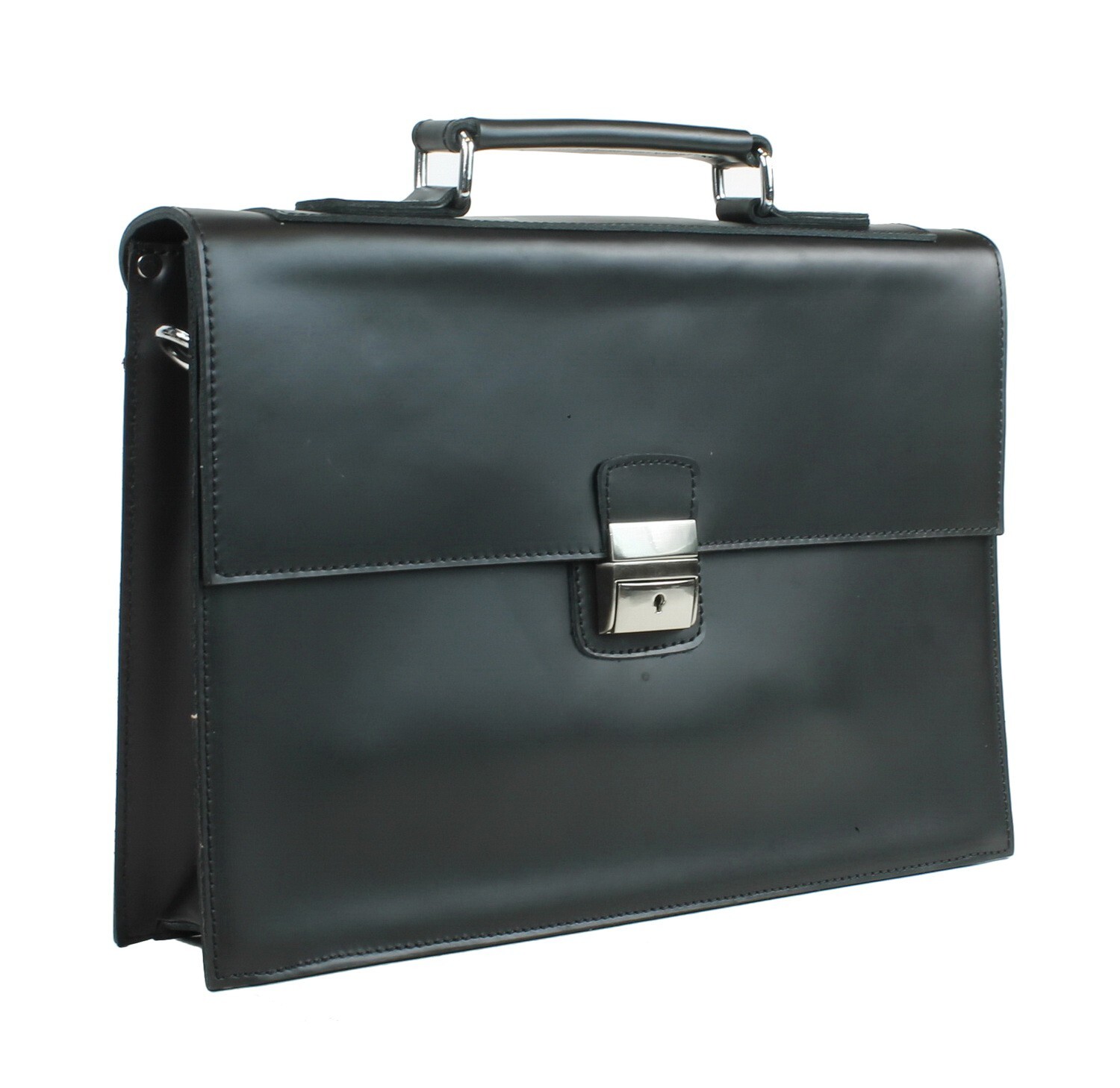 16 in. Slim Full Grain Leather Briefcase Laptop Bag With Latch Lock LB26