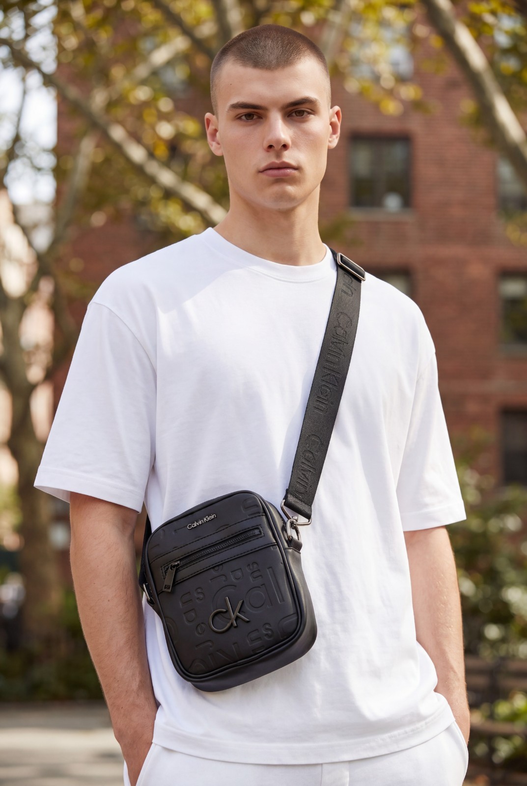 Calvin Klein Men’s Shoulder Bag – CK Monogram Black Crossbody Shoulder Bag Man