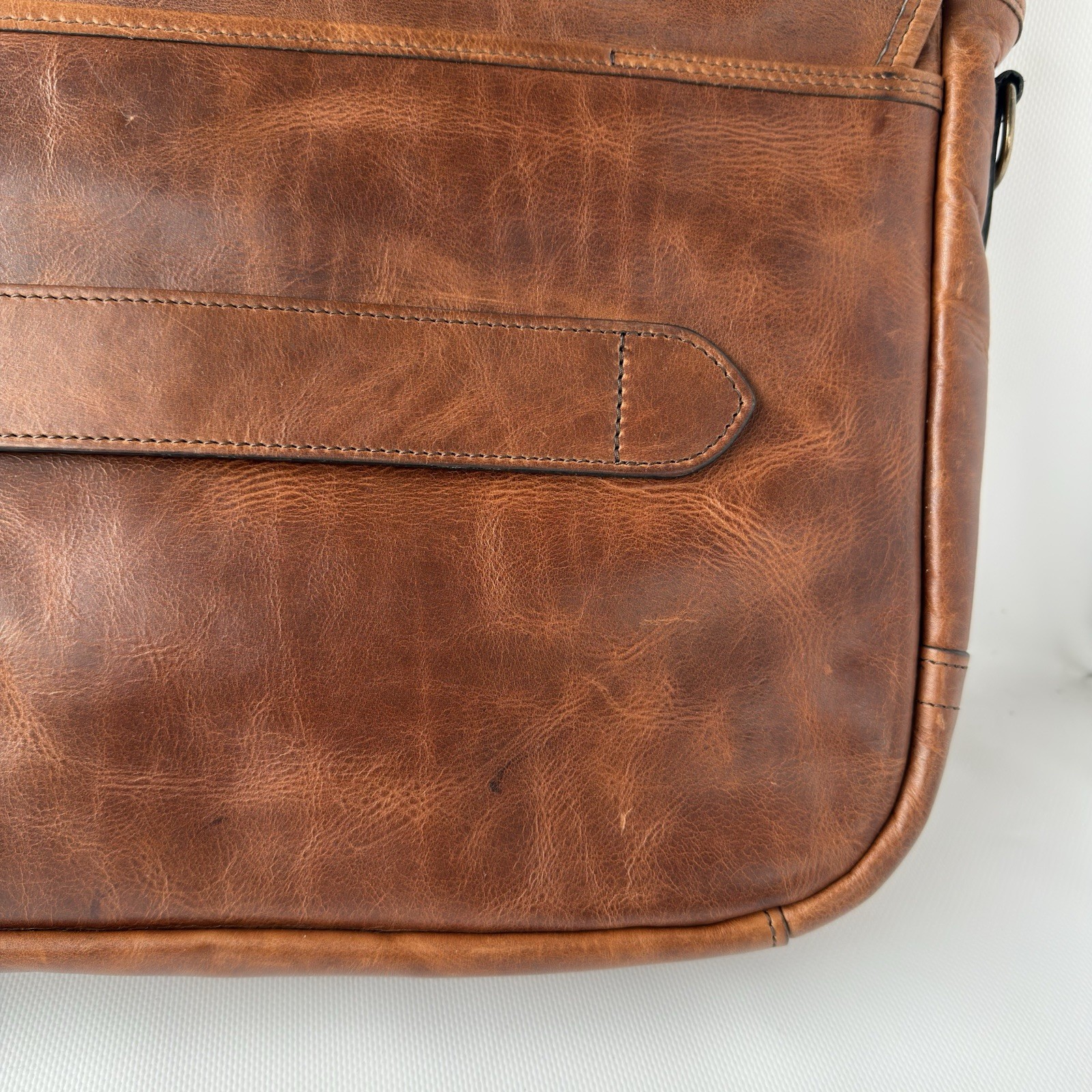 Tecovas Men’s Bartlett Messenger Cognac Brown Cowhide Handmade Leather Bag