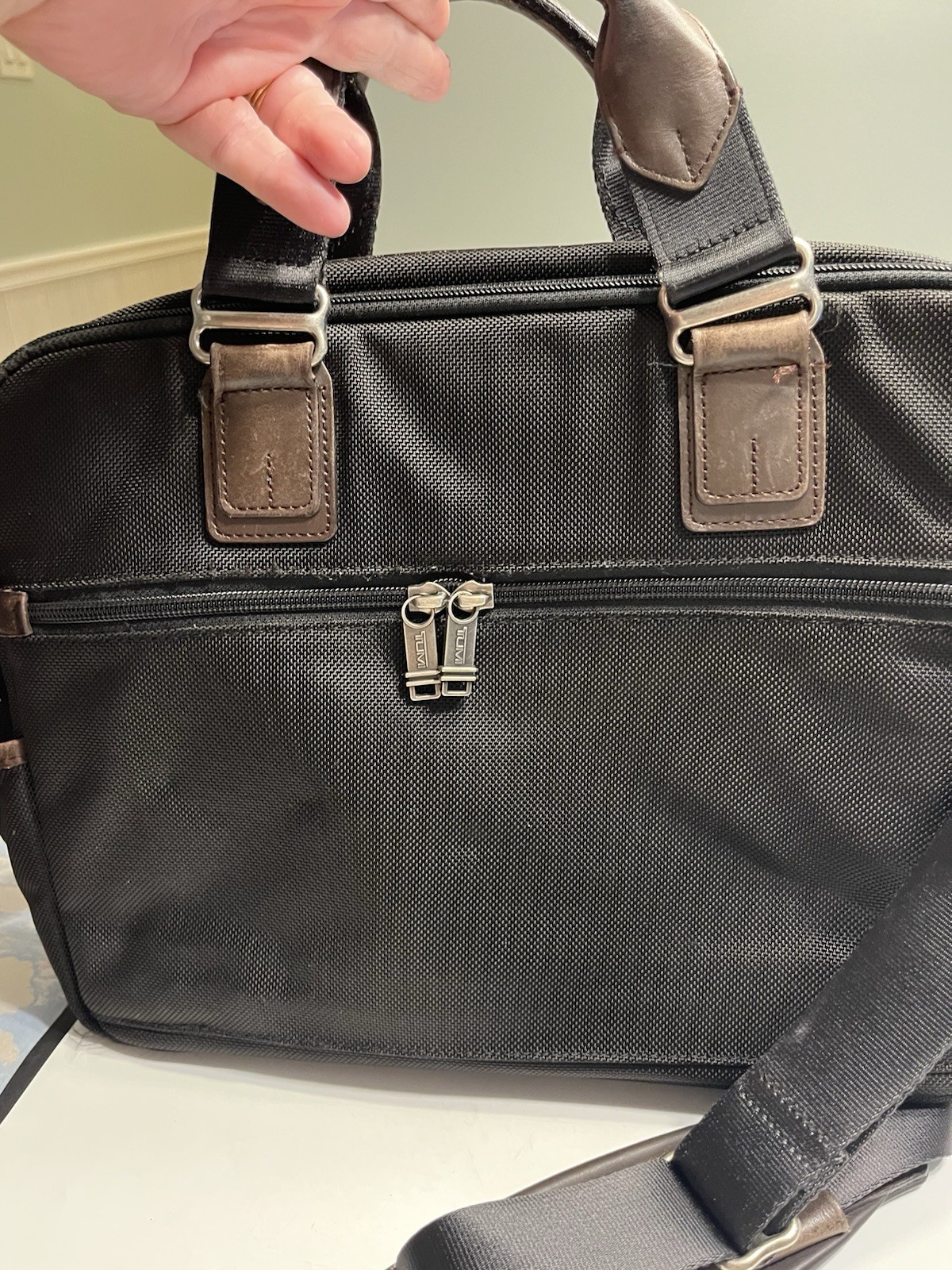 TUMI Alpha Bravo McNair Slim Briefcase Black Ballistic Nylon Leather 22611HKH