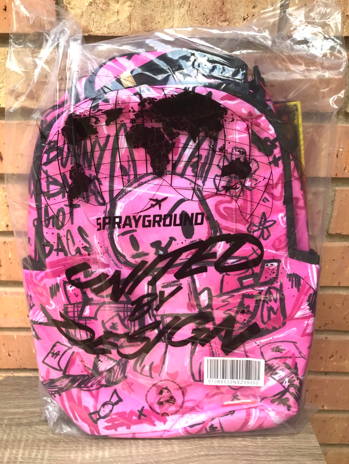 Sprayground Bunny Banks Backpack🔥New Black Pink Black Bookbag Large School Bag