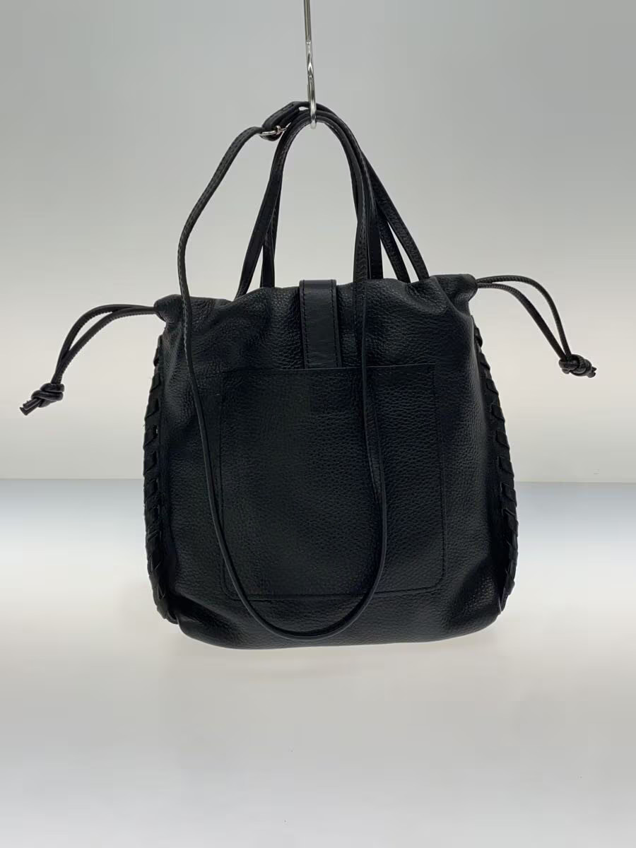 ear PAPILLONNER Buckle Drawstring Shoulder Bag, Leather, Black, Solid Color, EAZ