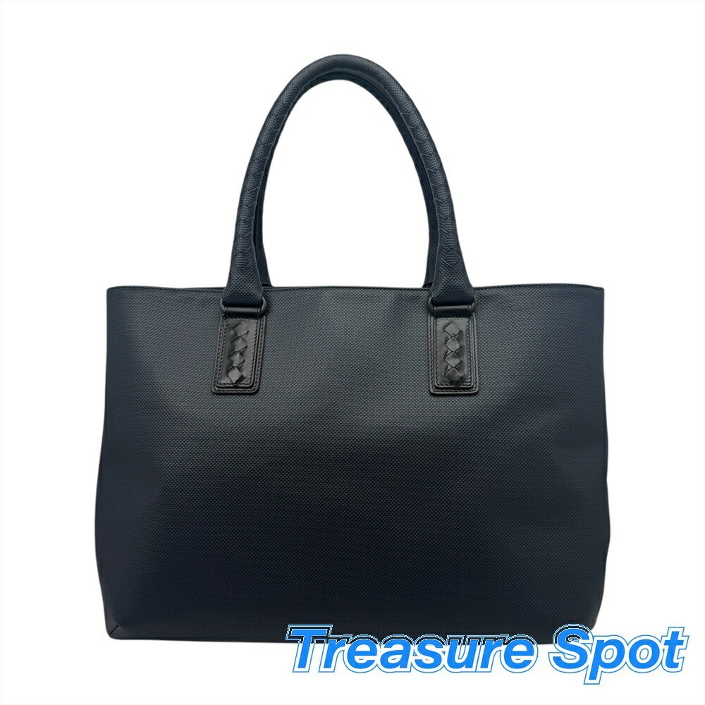 Bottega Veneta Tote Bag Document Business Black Navy PVC Leather