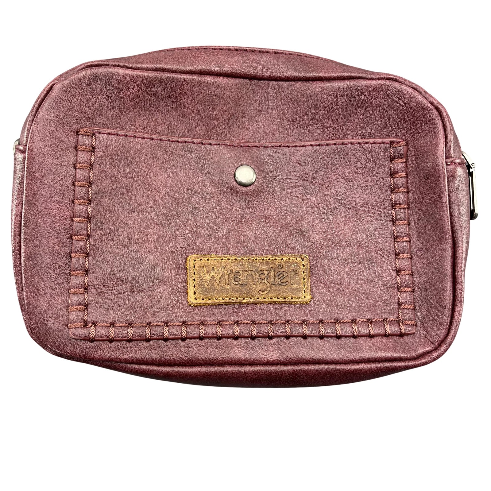 Wrangler Crossbody Shoulder Bag Maroon Faux Leather Zip Pockets Adjustable Strap