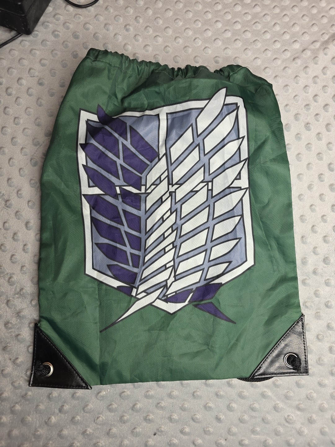 Attack On Titan Green Drawstring Backpack 16” X 12” Nerd Block Exclusive 2015