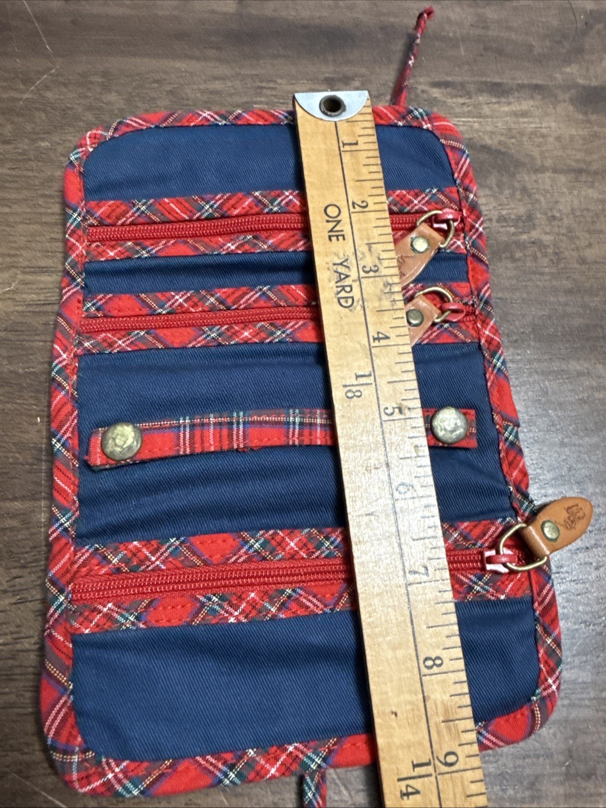 Vintage Polo Ralph Lauren Tartan Plaid Jewelry Travel Roll Tie Case Bag