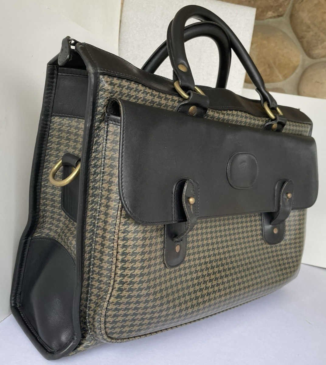 Vintage ~ Ghurka Black Leather No.17 THE SATCHEL BRIEF CASE Business BAG ~ Zip