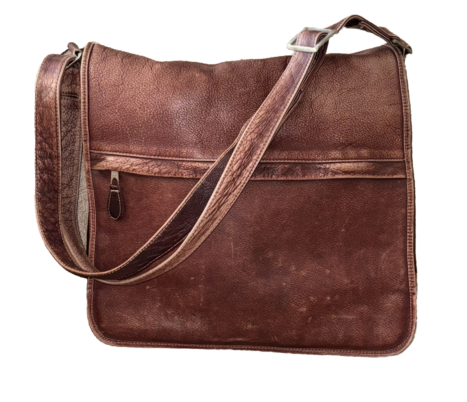 Vintage Brown Leather Distressed Briefcase Messenger Bag Made In Colombia