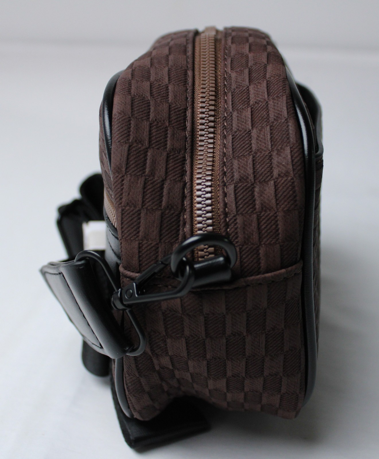 ASOS Men’s Monogram Fabric Zip Closure Crossbody Bag CA4 Brown One Size NWT