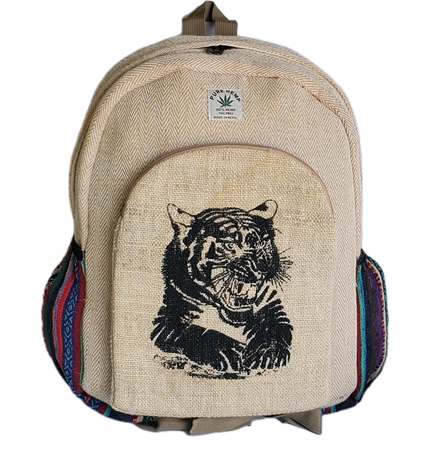 Large Embroidery Pure Hemp Backpack