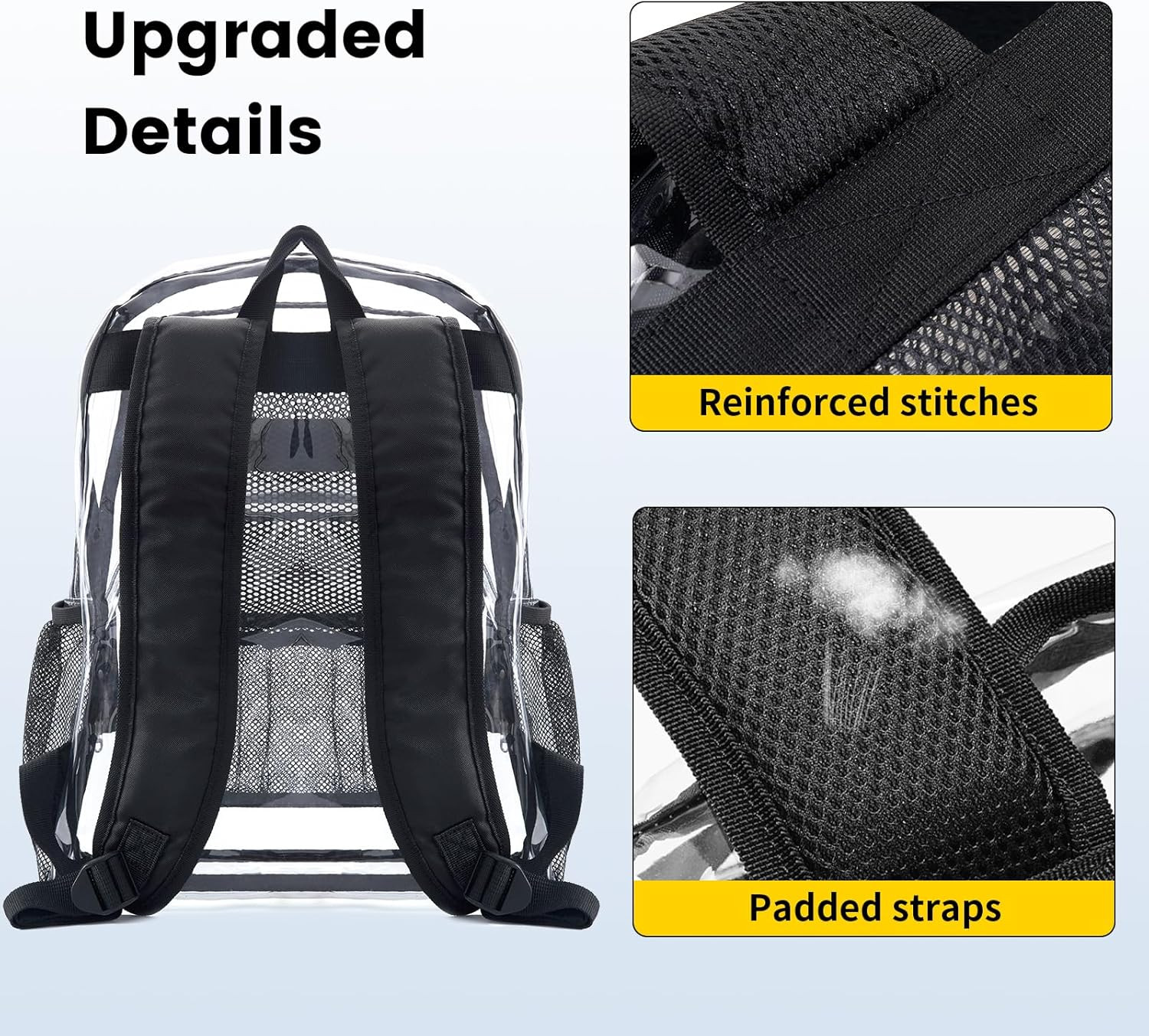 Mochila transparente de PVC resistente y transparente