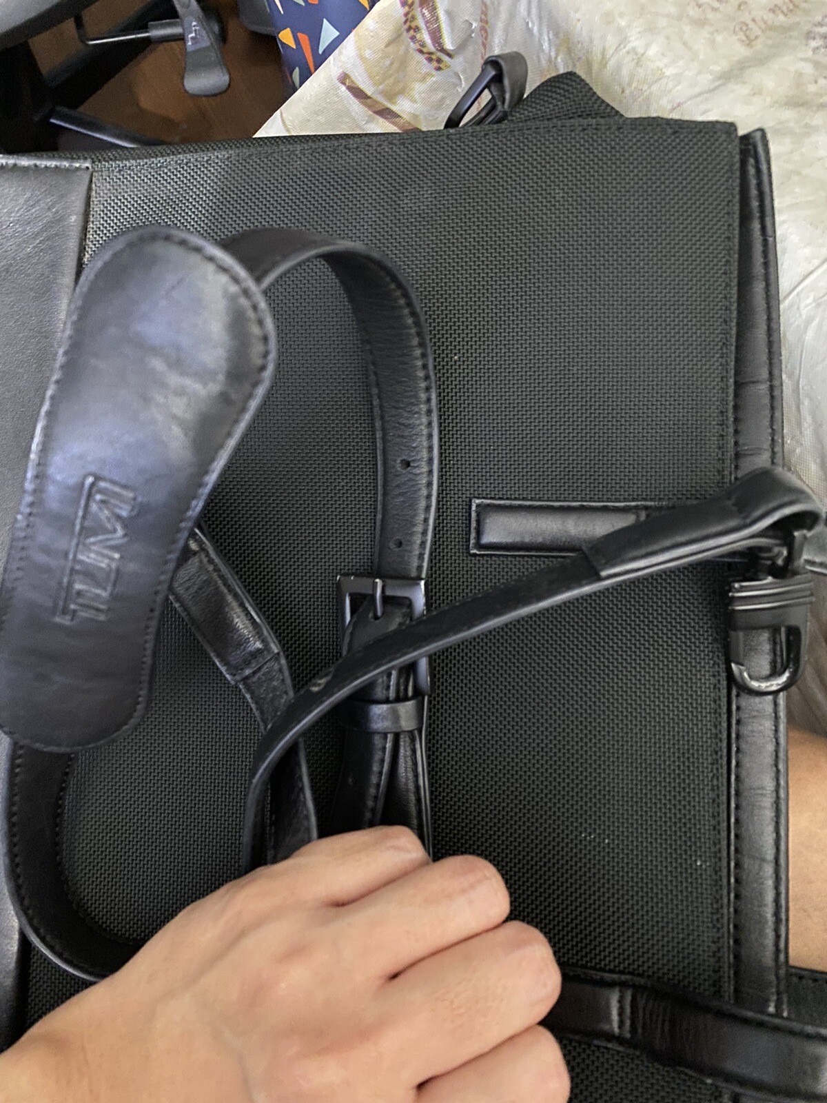 Tumi Black Ballistic Nylon Briefcase w/Strap Slim Laptop bag Classic Black Bag