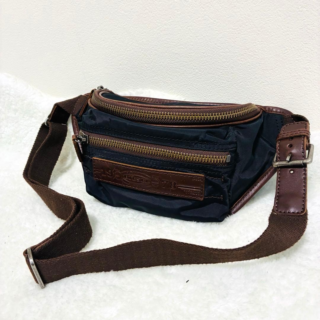 Diesel Braveman Waist Bag Nylon Leather Used Waist Pouch Crossbody