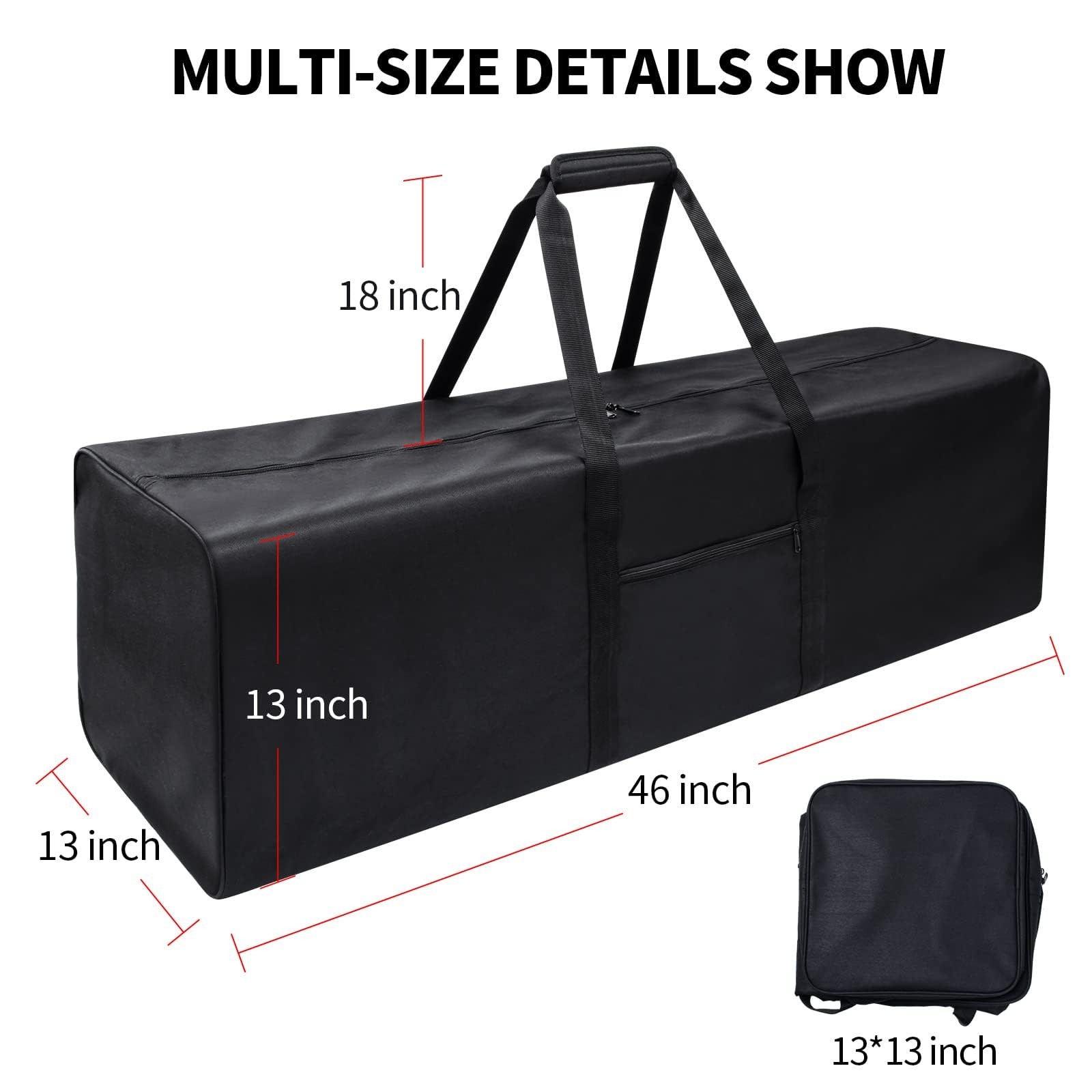 Black Extra Large Lockable Duffle Bag 46 Inch Sports Gear Tent Storage 2 PCS