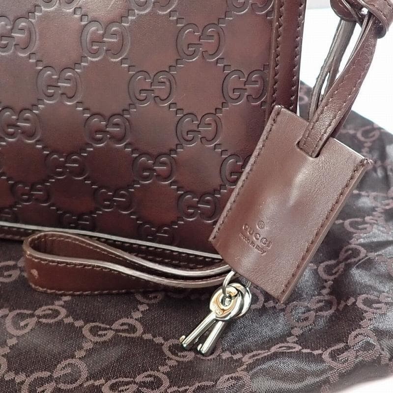 GUCCI Guccissima Dark Brown Men’s Second Bag Clutch Bag Used