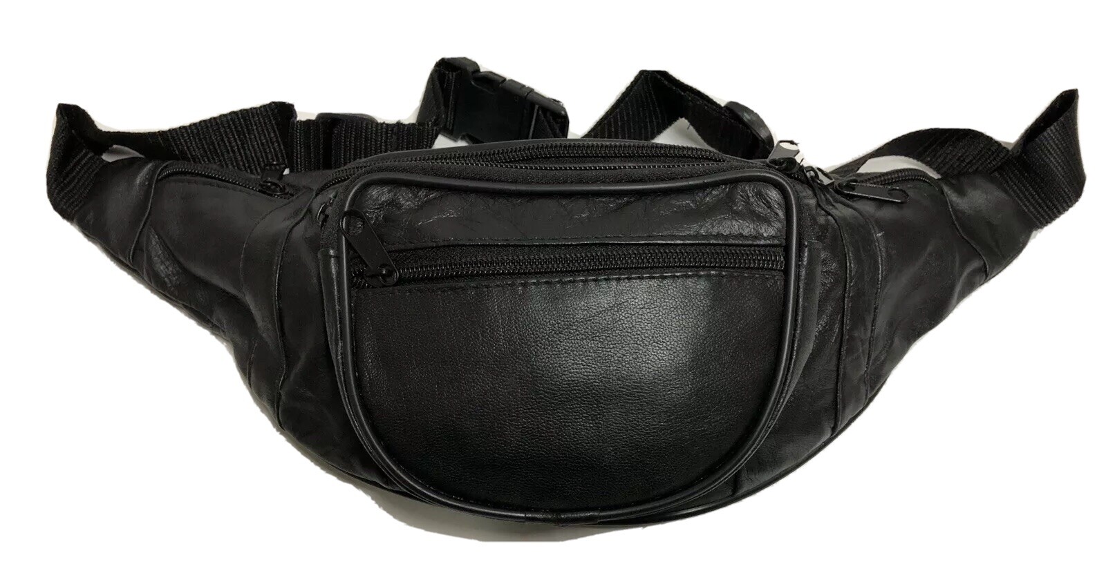 Genuine Leather Men’s Woman Fanny Pack Pouch Waist Bag Slim Design BALCK