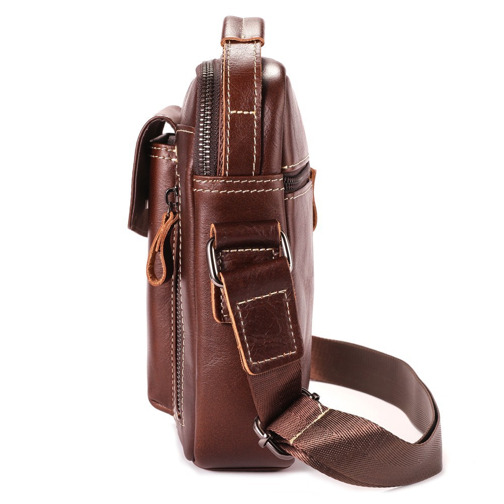 LEBULLBRO Mens Leather Crossbody Sling Bag with Adjustable Strap Shoulder Bag