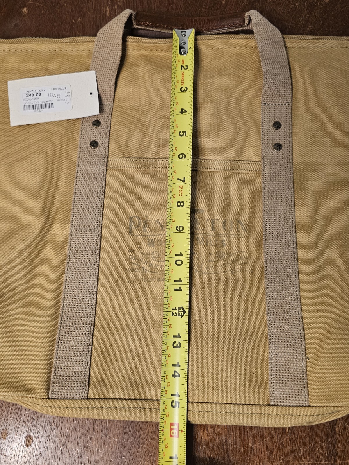 Pendleton Woolen Mills Harvest Canvas Zip Tote Duffle Bag Gym Bag NEW w/ TAGS